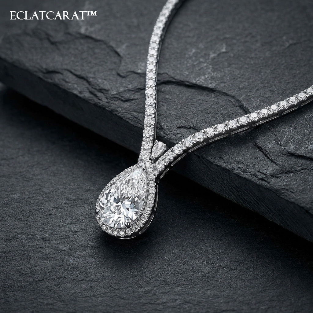 Eclatcarat™ Radiant Teardrop Halo Necklace