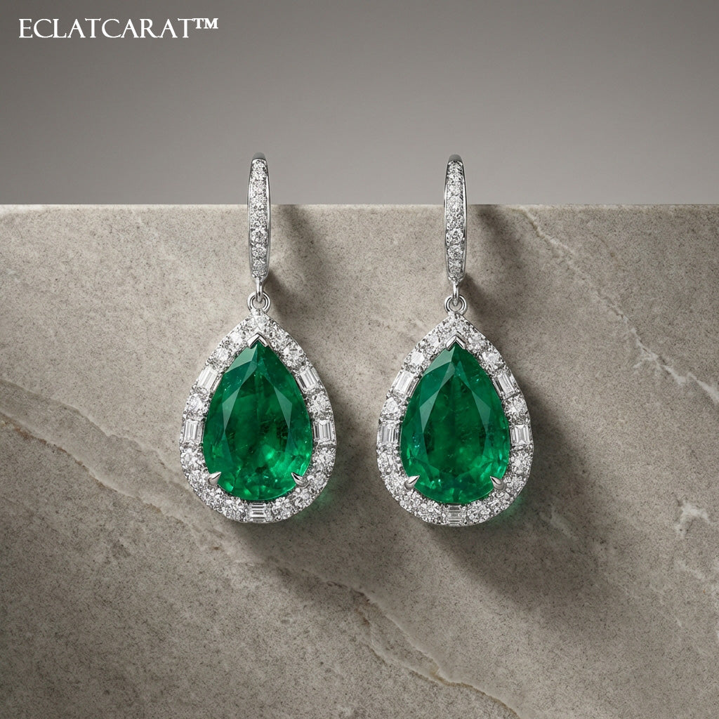 Eclatcarat™ Verdant Halo Drop Earrings