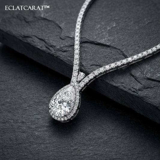Eclatcarat™ Radiant Teardrop Halo Necklace