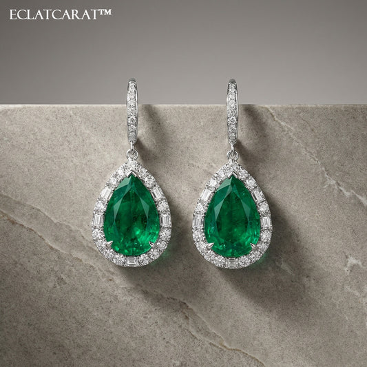 Eclatcarat™ Verdant Halo Drop Earrings